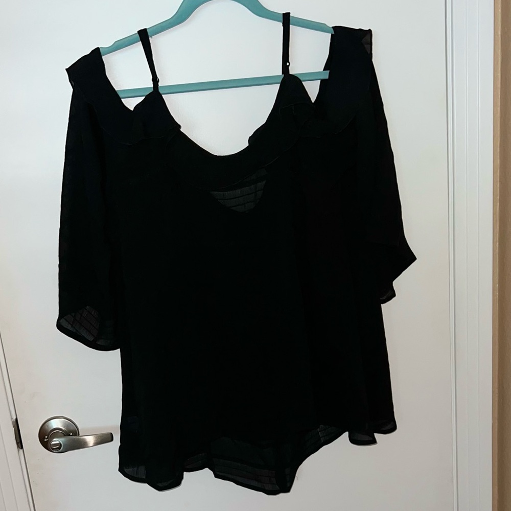 Black Ruffled Blouse - Picture 3 of 4